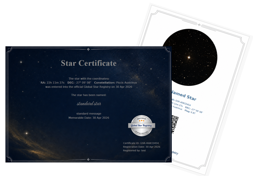 Personalised Star Certificate and Star Map