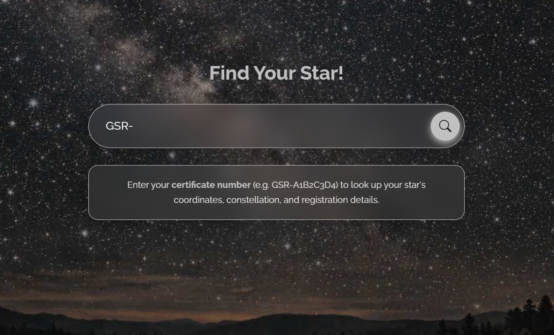 Global Star Registry - Permanent lifetime star registry entry